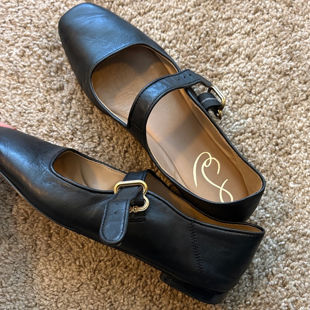 Sam Edelman Black Leather Strap Flats